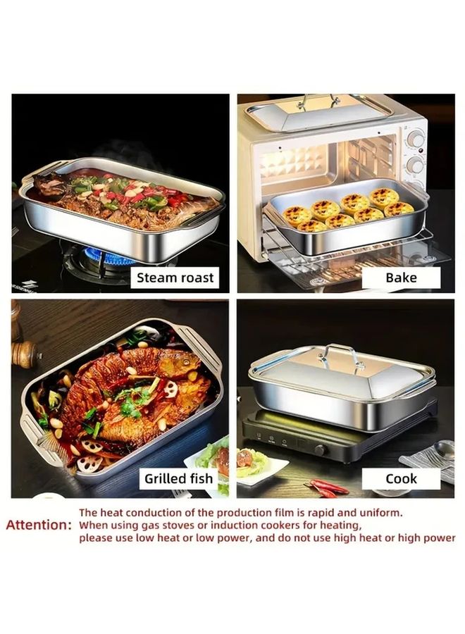 White Heavy Duty Stainless Steel Bakeware Set With Lid Non Stick Oven Tray - Image 4